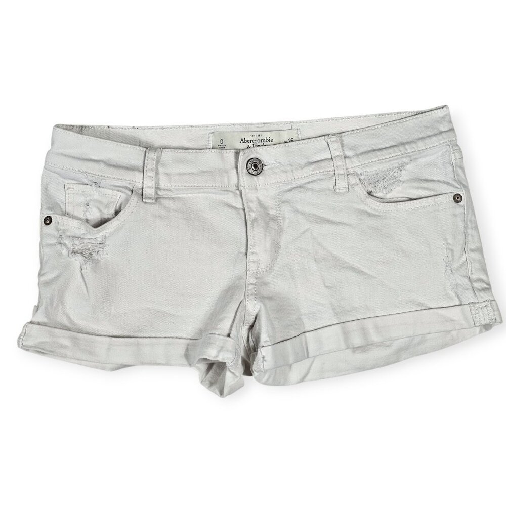 Abercrombie & Fitch White Denim Cut-Off Mini Shorts Women's Size 27 / 4